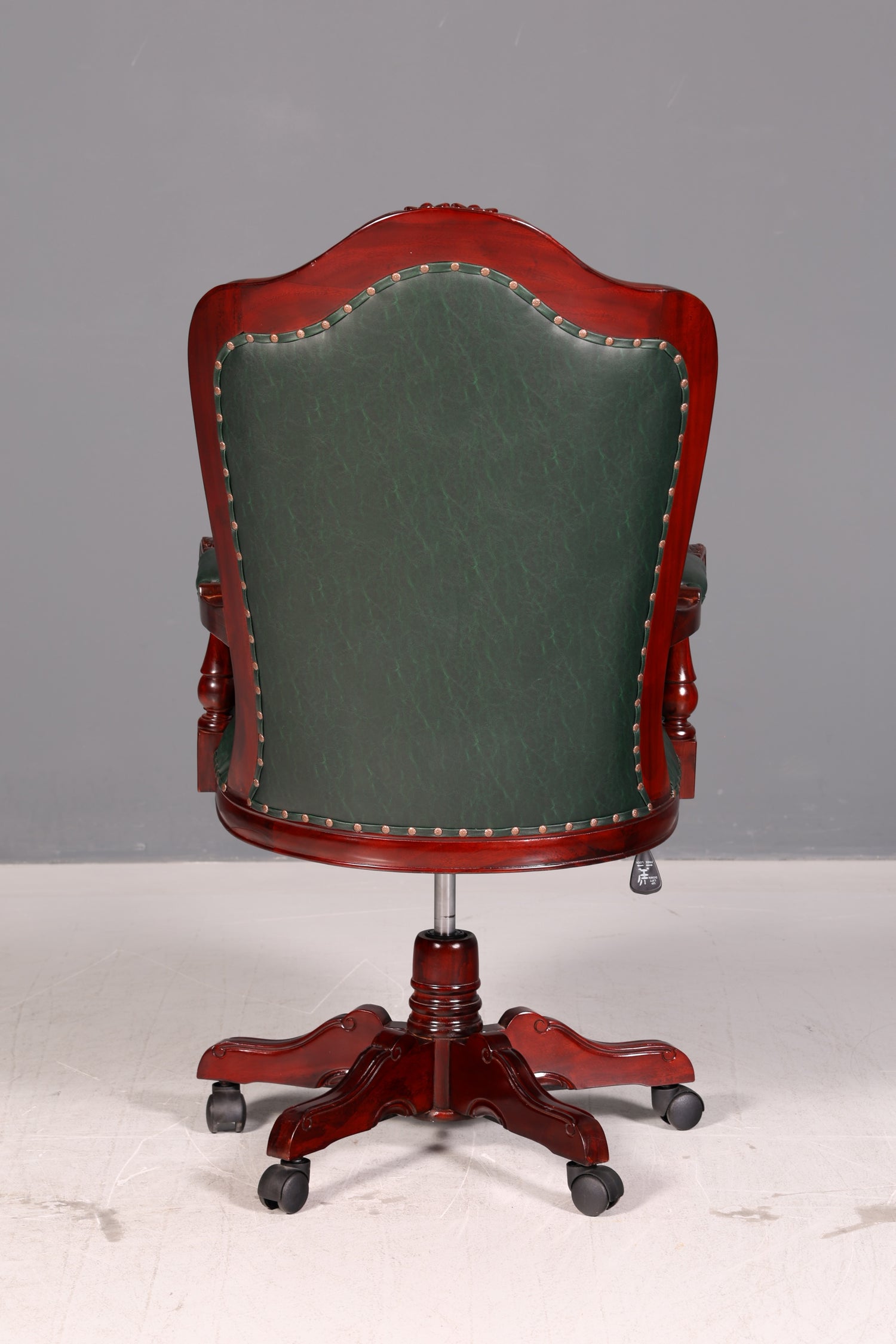 Elegant Chesterfield Executive Office Chair Green Mahogany Desk Chair Swivel Chair English Vintage