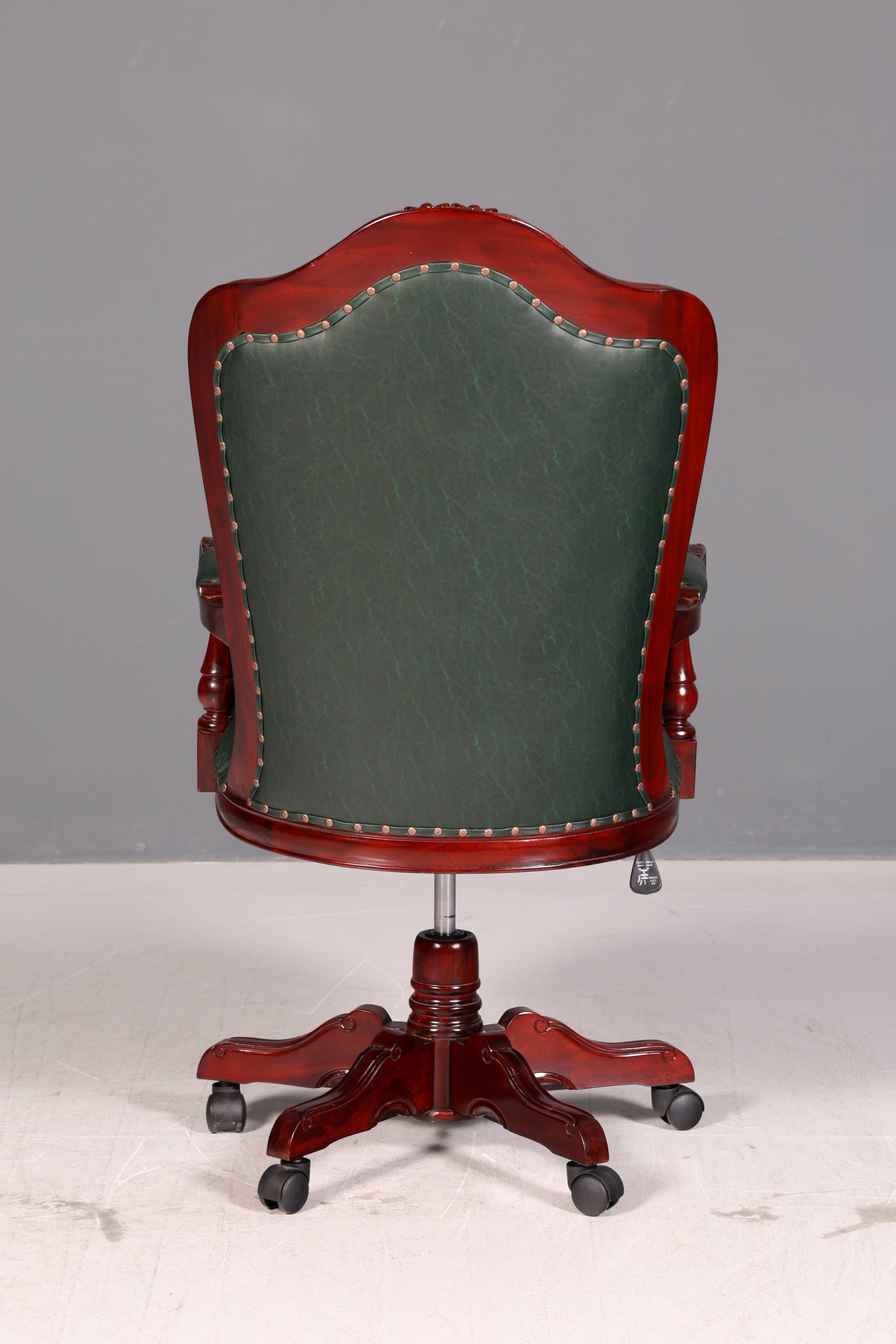 Elegant Chesterfield Executive Office Chair Green Mahogany Desk Chair Swivel Chair English Vintage