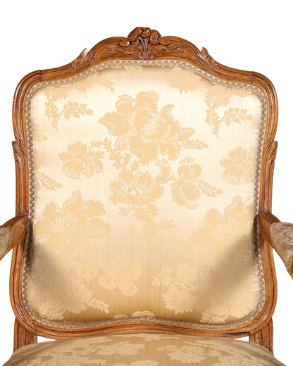 Original Barock Sessel Fauteuil Armlehnstuhl Chippendale Antik Mitte 19. Jh. Sekretär Stuhl Stoff Sessel