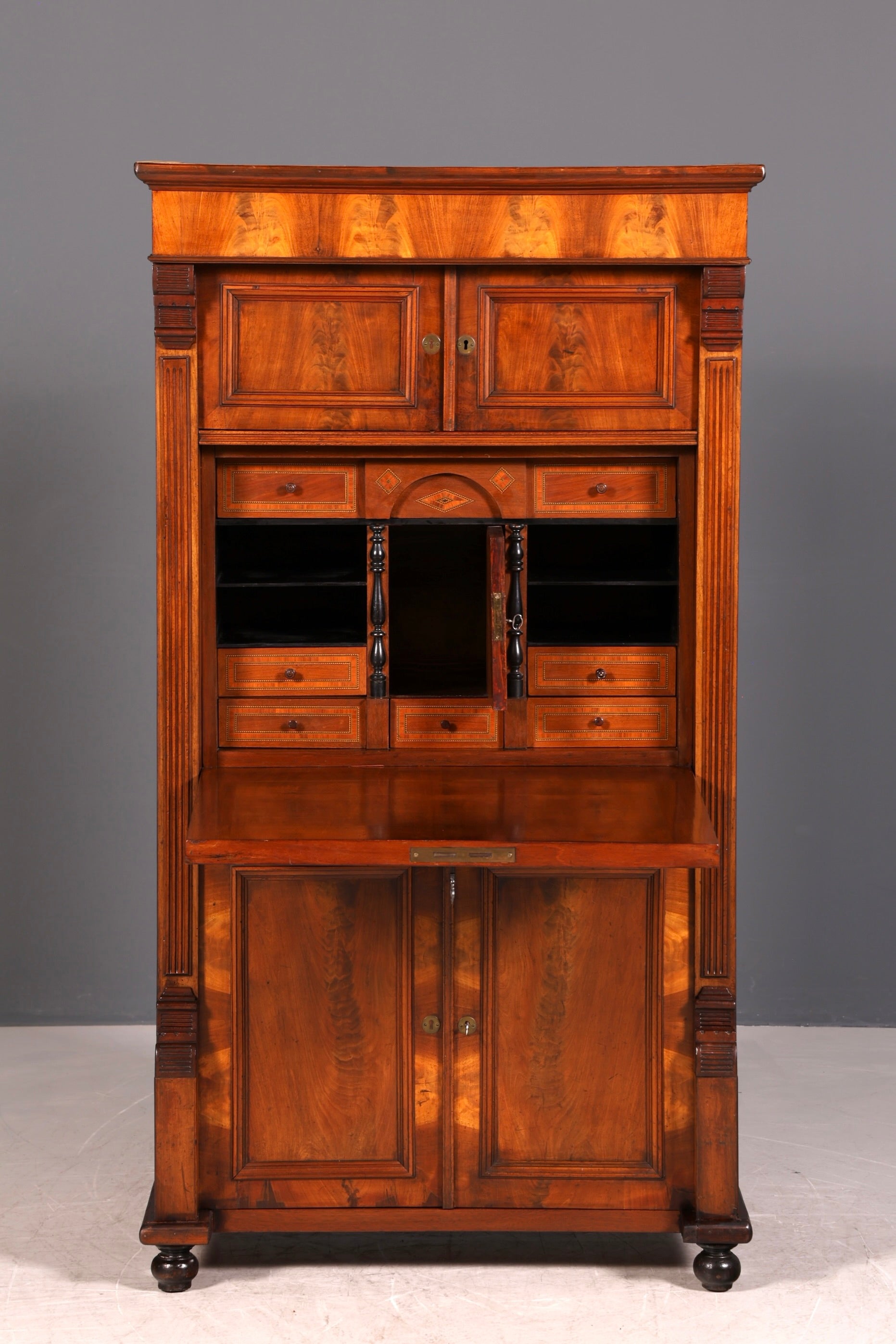 Edler Gründerzeit Sekretär Vertiko Highboard Louis Philippe Kommode Sekretär Schrank um 1880