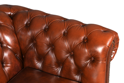 G118 Finish Wunderschönes Original Chesterfield 2er Sofa Englisch Oxblood Leder 2- Sitzer Couch