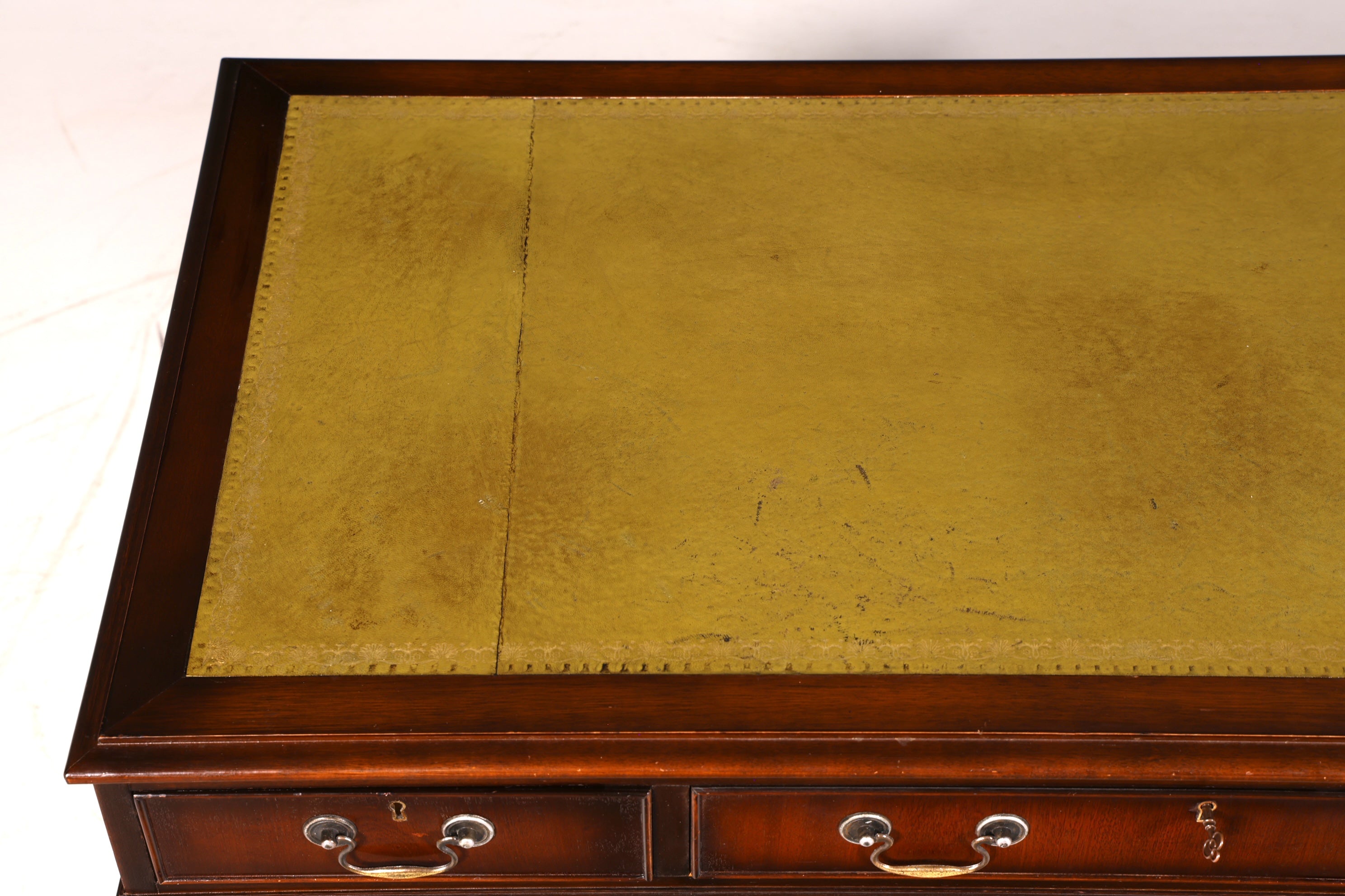 Wunderschöner Englischer Schreibtisch Mahagoni echt Lederauflage Bürotisch Antik Office Desk Vintage