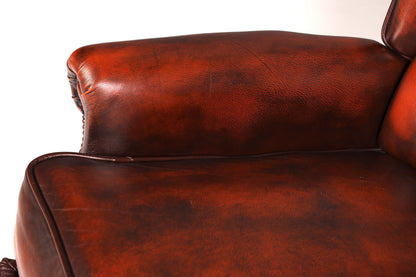 Stilvoller Original Chesterfield Queen Anne Ohrenbackensessel Englisch Echt Leder Herrensessel UK Armlehnsessel Lesesessel Vintage