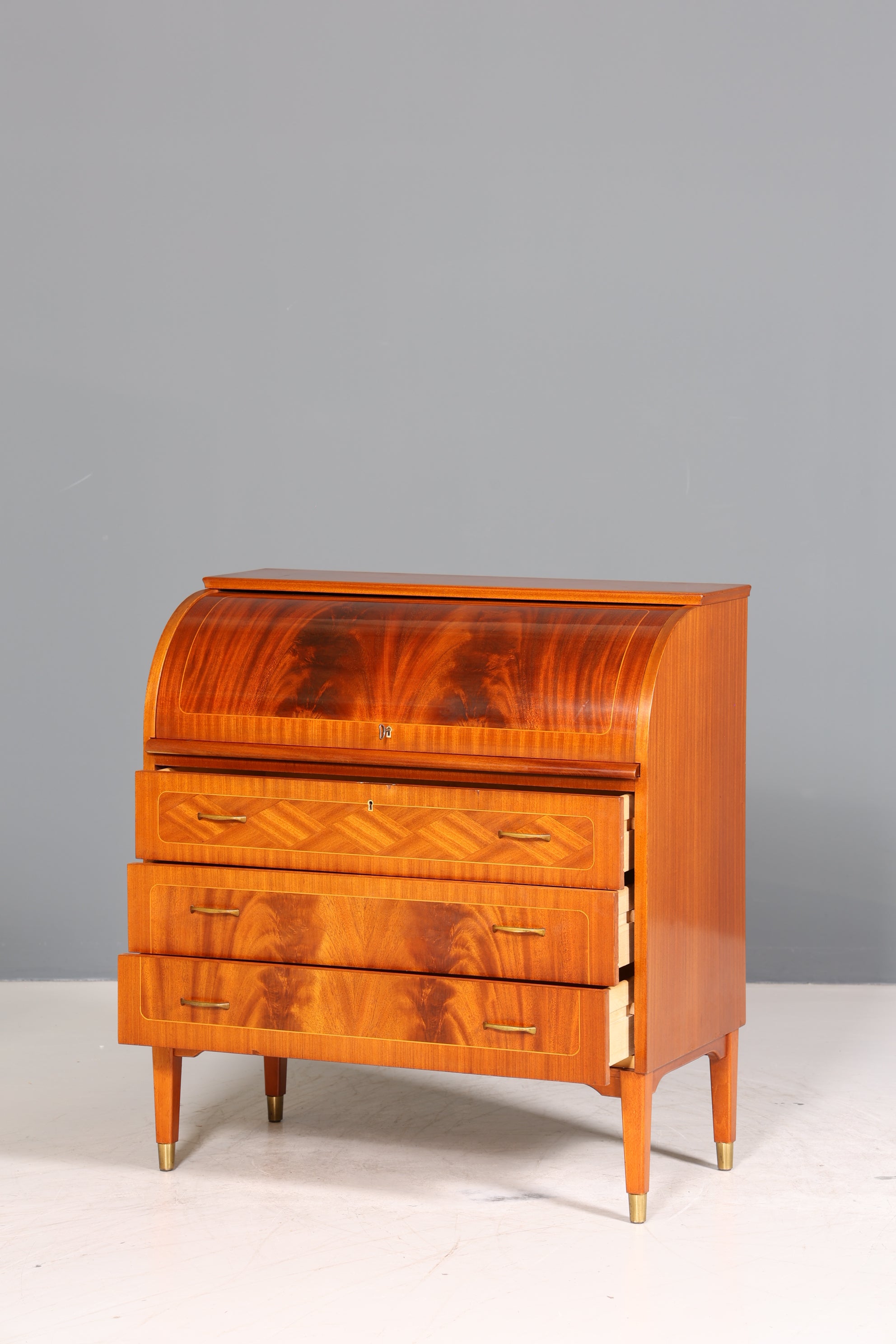 Traumhafter Mid Century Rollladen Sekretär echt Holz Schrank Office Kommode 60er Jahre