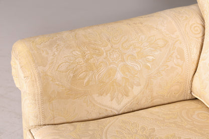 Wunderschöner Englischer Sessel Creme Gold Stoff Clubsessel Armlehnsessel Landhaus Loungesessel Vintage