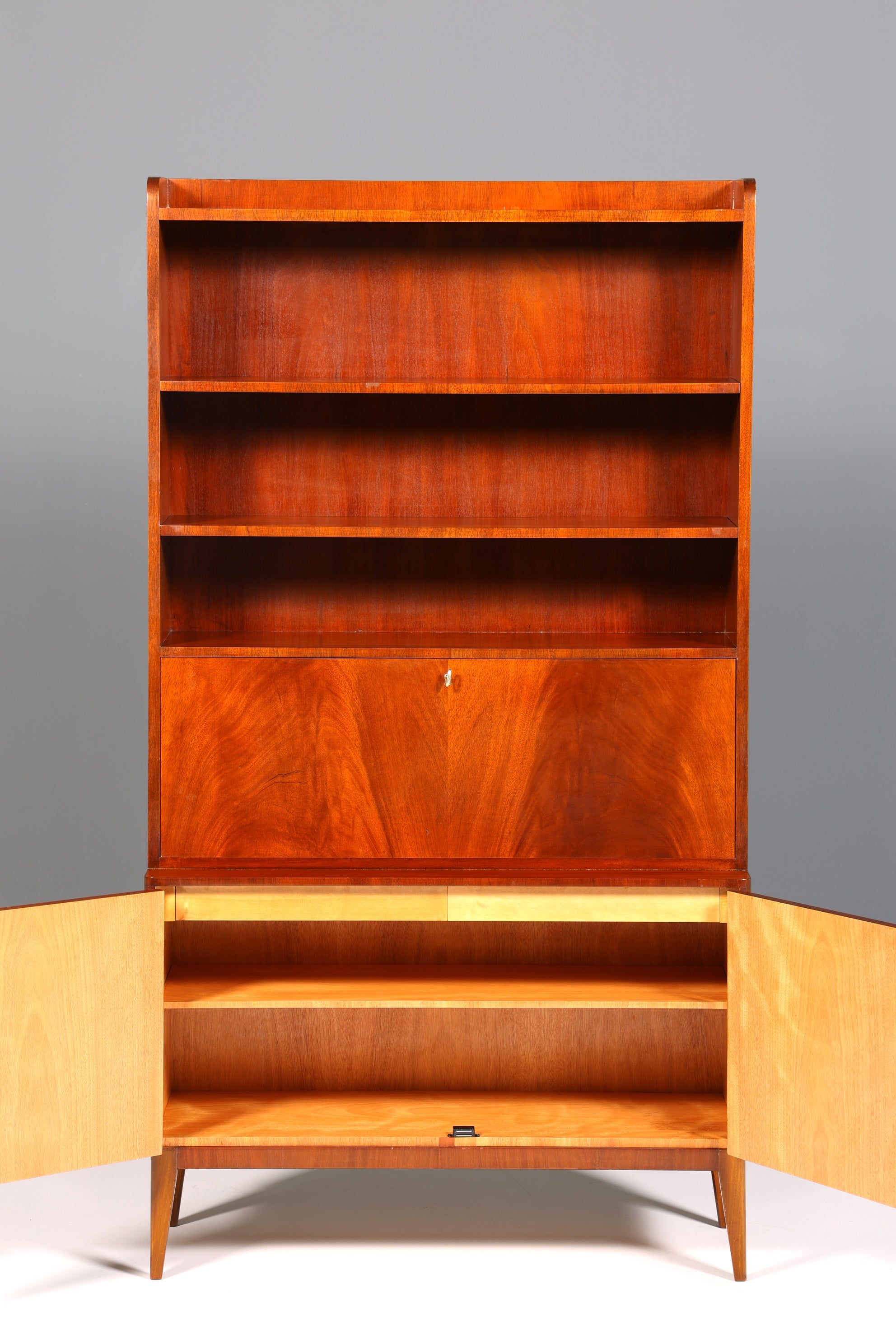 F184 Finish Wunderschöner Mid Century Schrank Bücherregal Vintage Sekretär Highboard Holz Regal