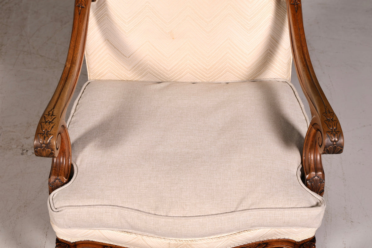 Elegant Louis Philippe Armchair, Gründerzeit Antique Armchair, Secretary Chair, Upholstered Armchair 2 of 2