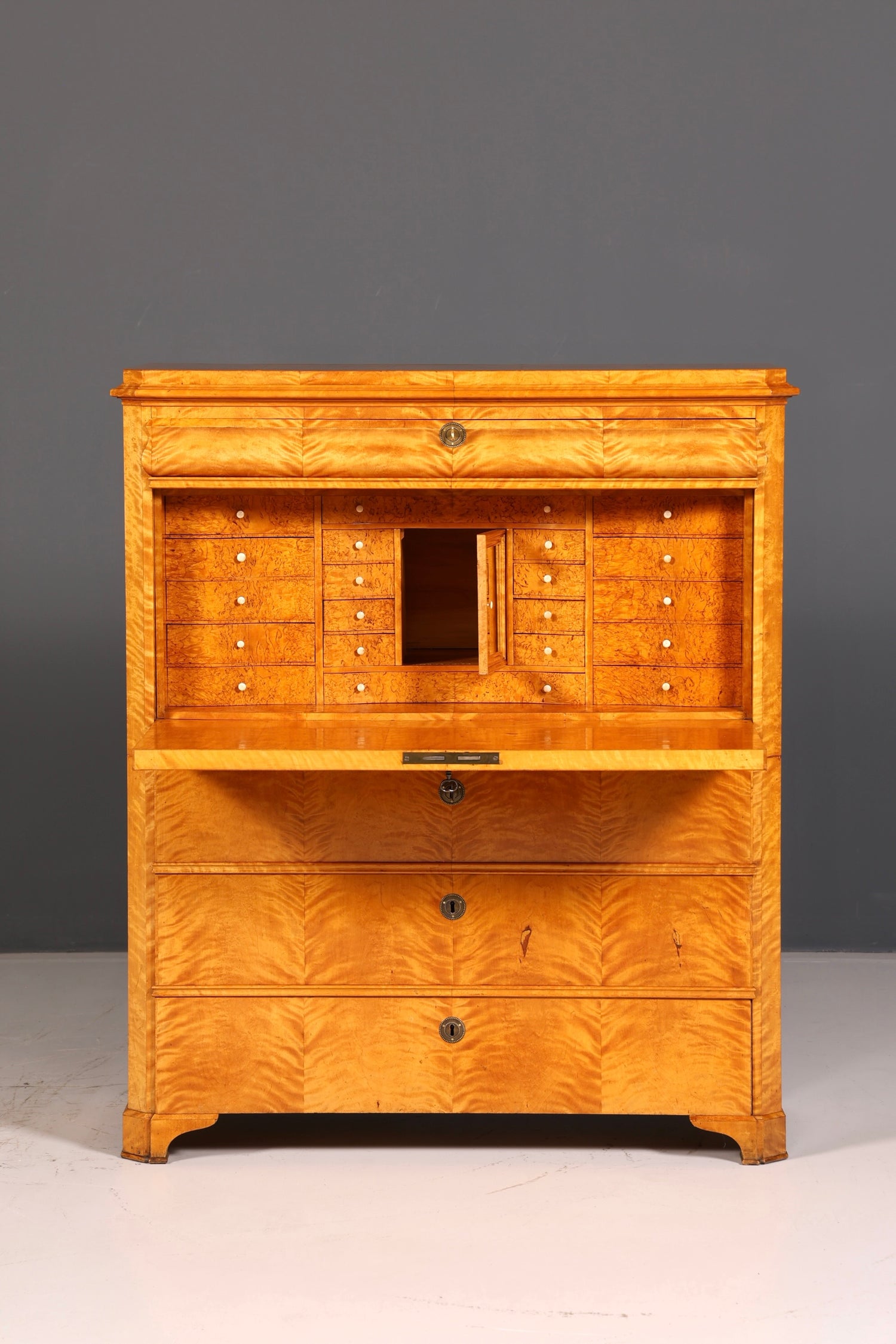 Impressive Biedermeier Secretary Cabinet, Antique Vertiko Chest of Drawers, Office Writing Desk, Sideboard