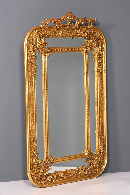 Aussergewöhnlicher Prunk Barock Stil Standspiegel Antik Stil Gold Ornament Flurspiegel Spiegel