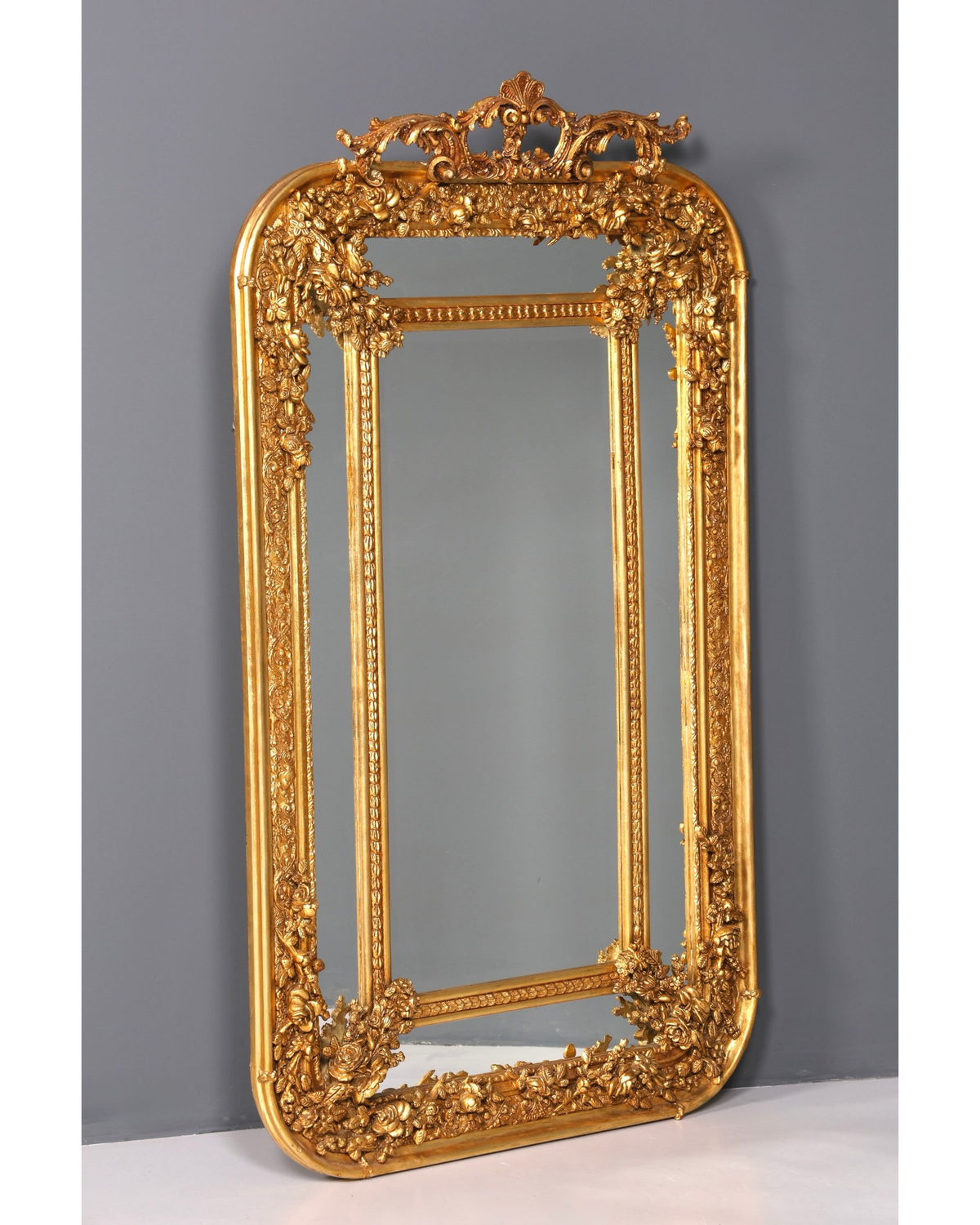 Außergewöhnlicher Prunk Barock Standspiegel Gold Ornament