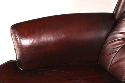 Elegant Chesterfield wingback armchair, recliner, genuine brown leather, TV chair, lounge chair, leather armchair