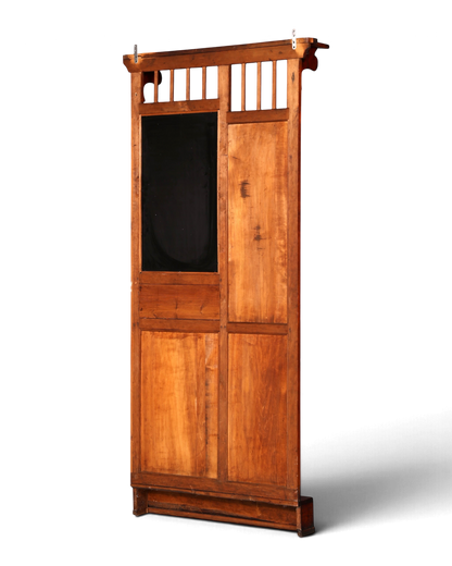 Hauptstadt Möblerei antike Wandgarderobe aus Holz mit Spiegel und Ablage in braunem Naturholz-Finish