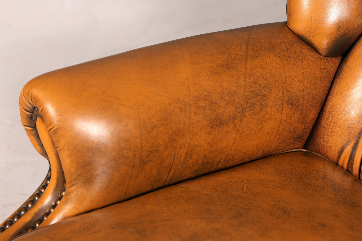 Wunderschöner Original Chesterfield Ohrenbackensessel Englisch Echt Leder Herrensessel Relaxsessel Liegefunktion Vintage