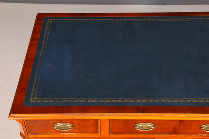 Wunderschöner Original Heldense Englischer Schreibtisch Eibe Echt Lederauflage Bürotisch Office Desk