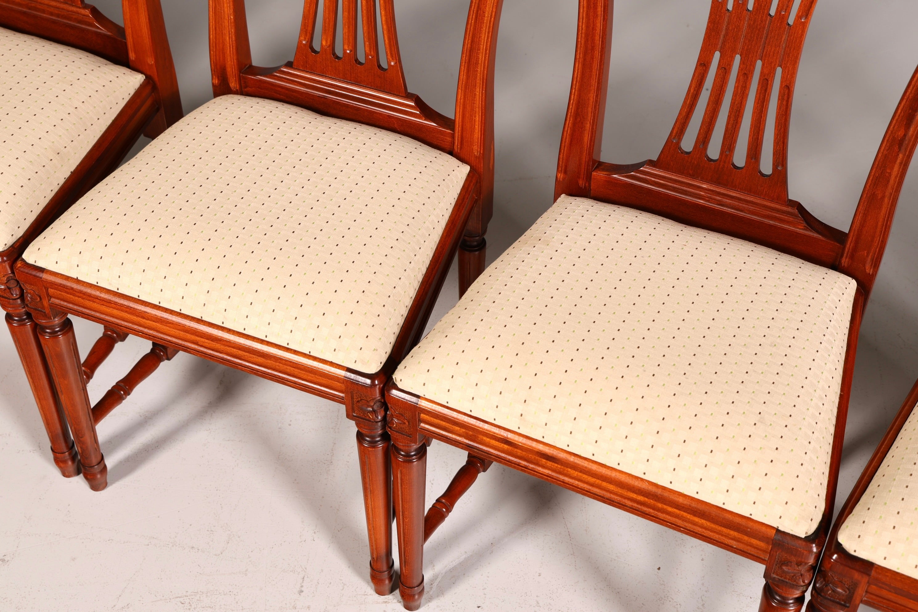 Edles 6er Set Stühle Gustavianischer Stil Englisch Esszimmerstühle Antik Polsterstuhl Set