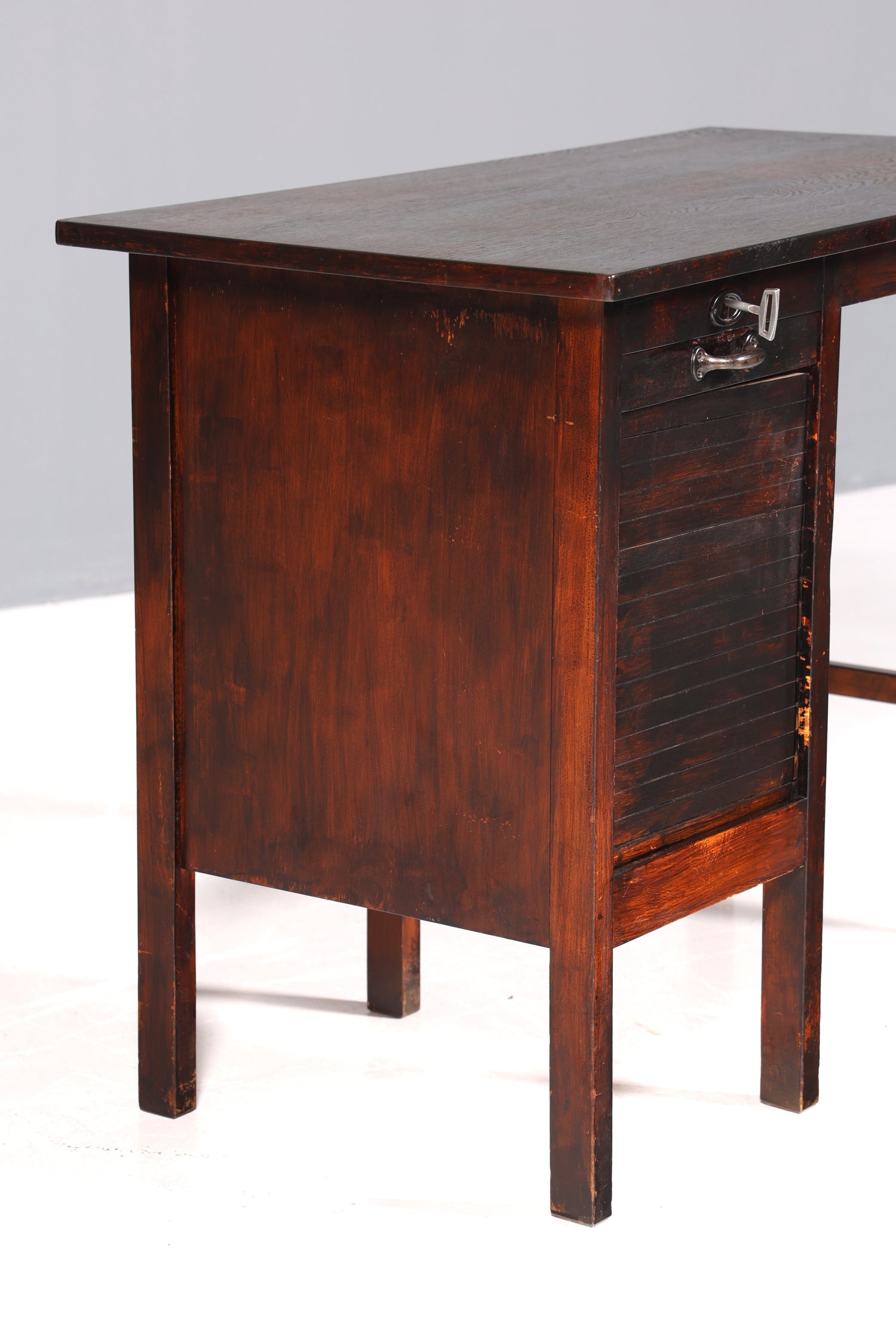 Stilvoller Bauhaus Rollladen Schreibtisch Mid Century echt Holz Bürotisch Office Table