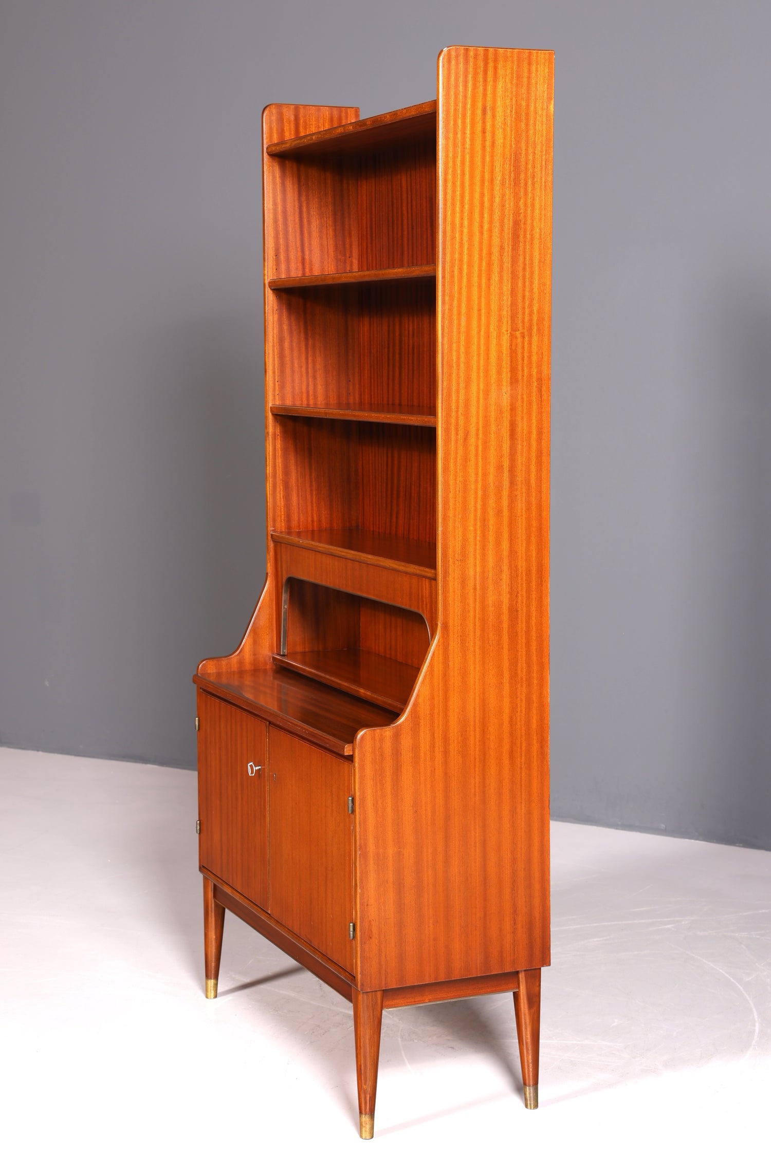 Wunderschöner Mid Century Schrank Bücherregal Vintage Sekretär Highboard Holz Regal
