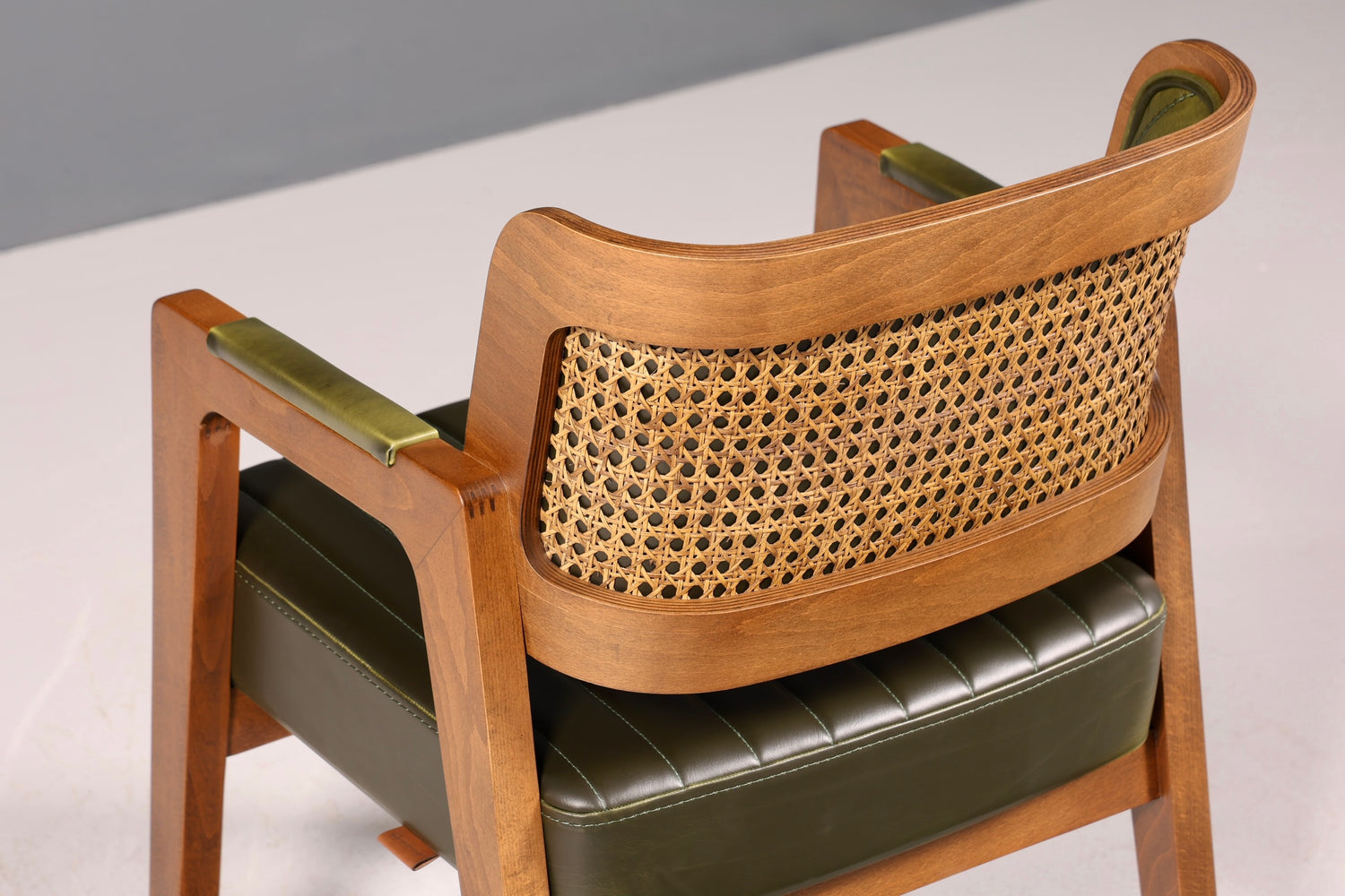 Noble armchair "Lima" dining room chair with wickerwork in green kitchen chair armchair