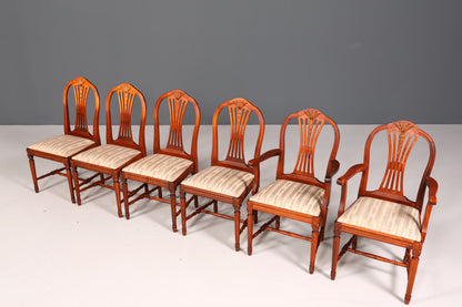 6x Traumhafte Stühle im Gustavianischer Stil Englisch Stil Küchenstühle Antik Stil Esszimmer Stuhl Set