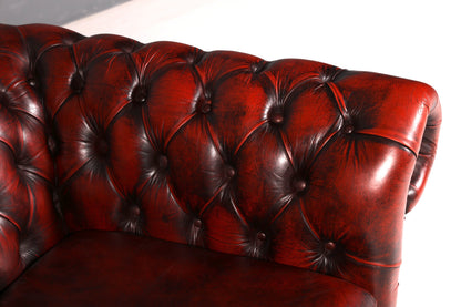 Stilvoller Original Chesterfield Sessel Oxblood Echtleder Englischer Armlehnsessel Herrensessel Antik Ledersessel