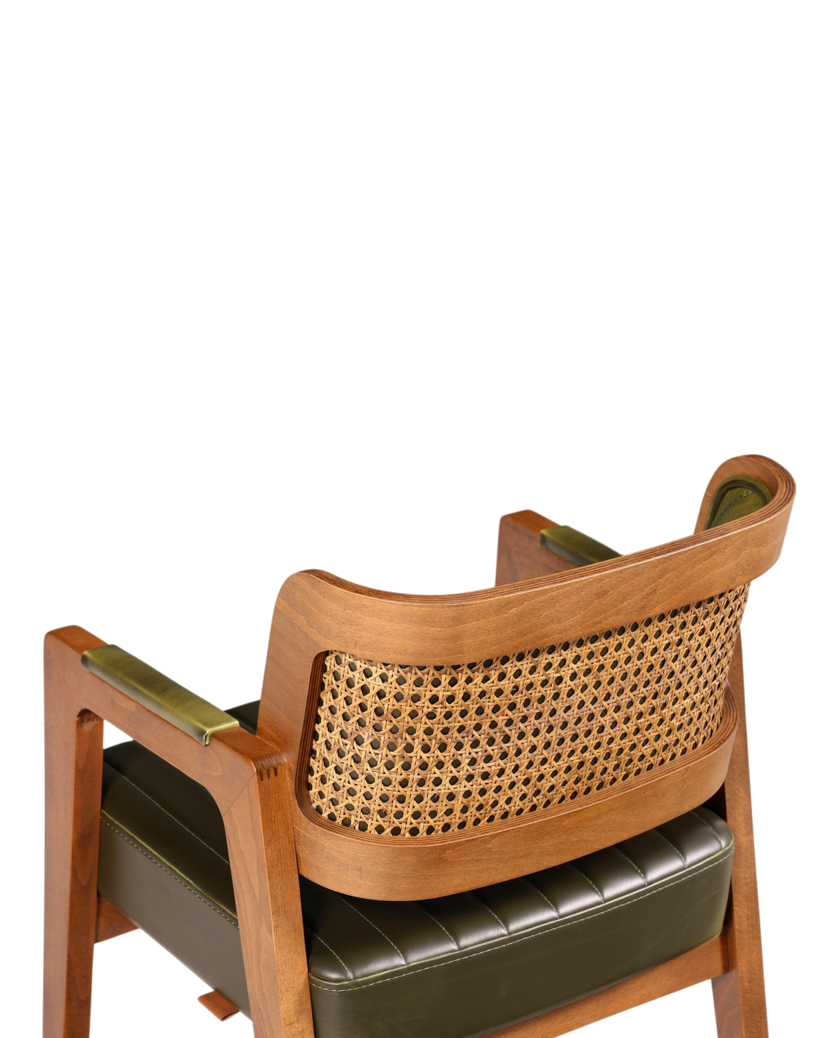 Edler Armlehnstuhl "Lima" Esszimmerstuhl mit Korbgeflecht in grün Küchenstuhl Armlehnstuhl