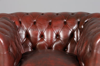 Stilvoller Original Chesterfield Sessel Englisch Oxblood Leder Armlehnsessel Herrensessel