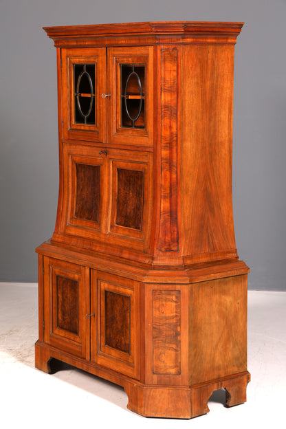 Wunderschöner Jugendstil Sekretär Vitrine Aufsatzschrank Nussbaum um 1900 Antik Schreibschrank Vertiko Vintage