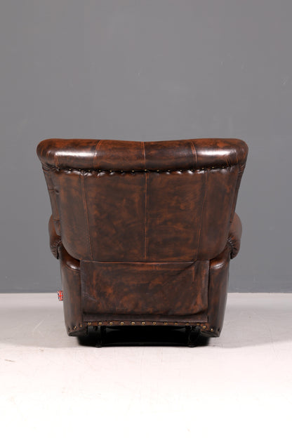 Wunderschöner Original Chesterfield Sessel Echt Leder Relaxsessel Englisch verstellbare Rückenlehne Herrensessel Lesesessel UK