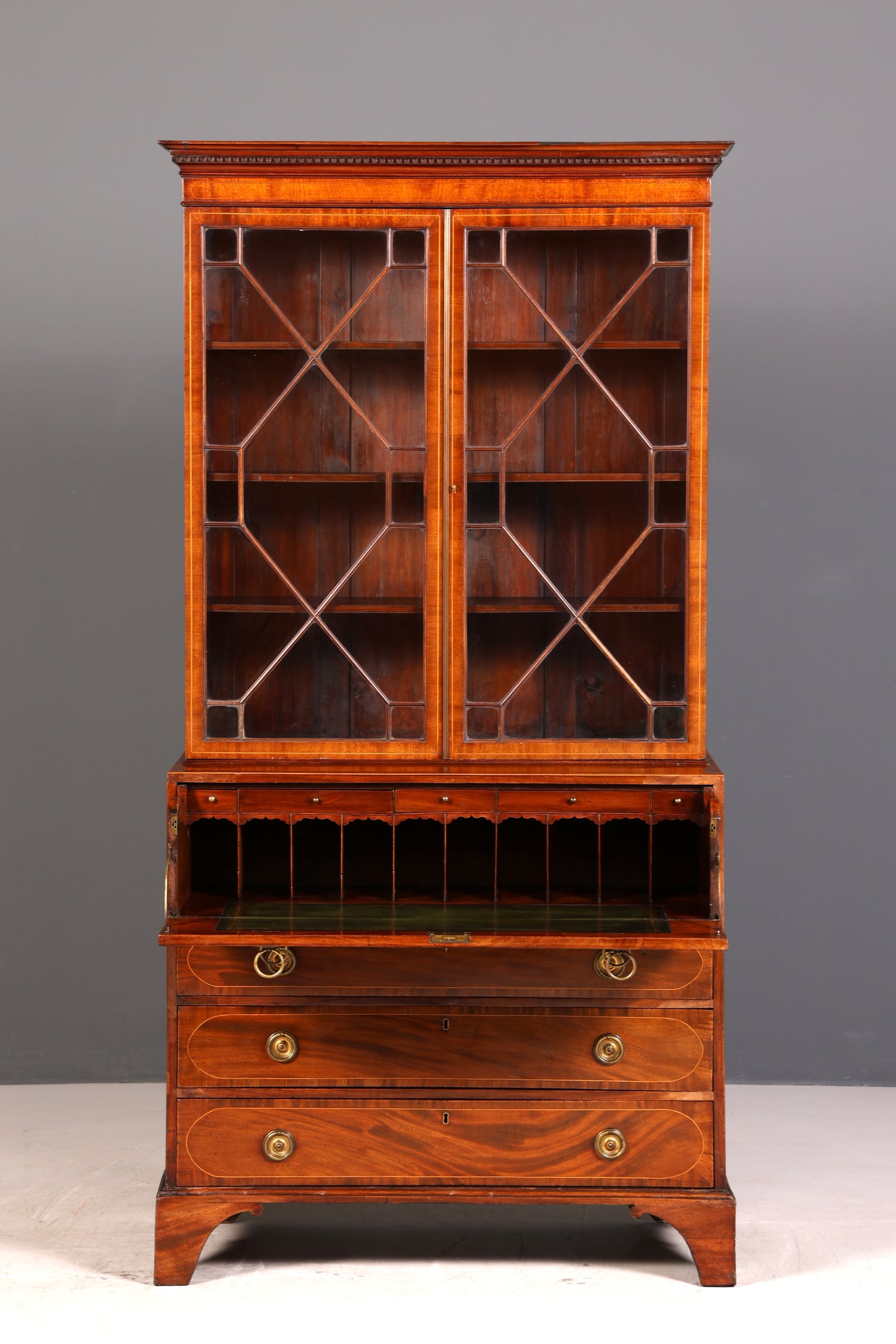 G785 Finish Wunderschöne Englische Vitrine Bibliothek Sekretär echt Holz Antik Schrank Regal (Kopie)