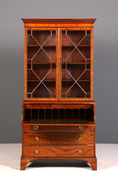 G785 Finish Wunderschöne Englische Vitrine Bibliothek Sekretär echt Holz Antik Schrank Regal (Kopie)