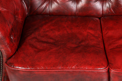 Wunderschöne Original Chesterfield 2-Sitzer Couch Englisches echt Leder Oxblood Sofa UK