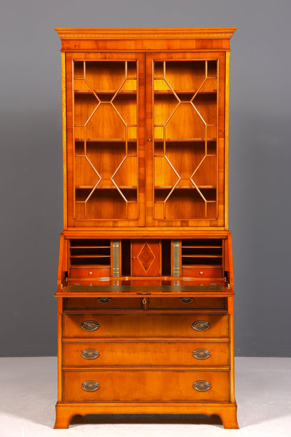 Stilvoller Englischer Sekretär Original Heldense Büro Aufsatzsekretär Eibe Antik 60S Vitrinen Schrank UK