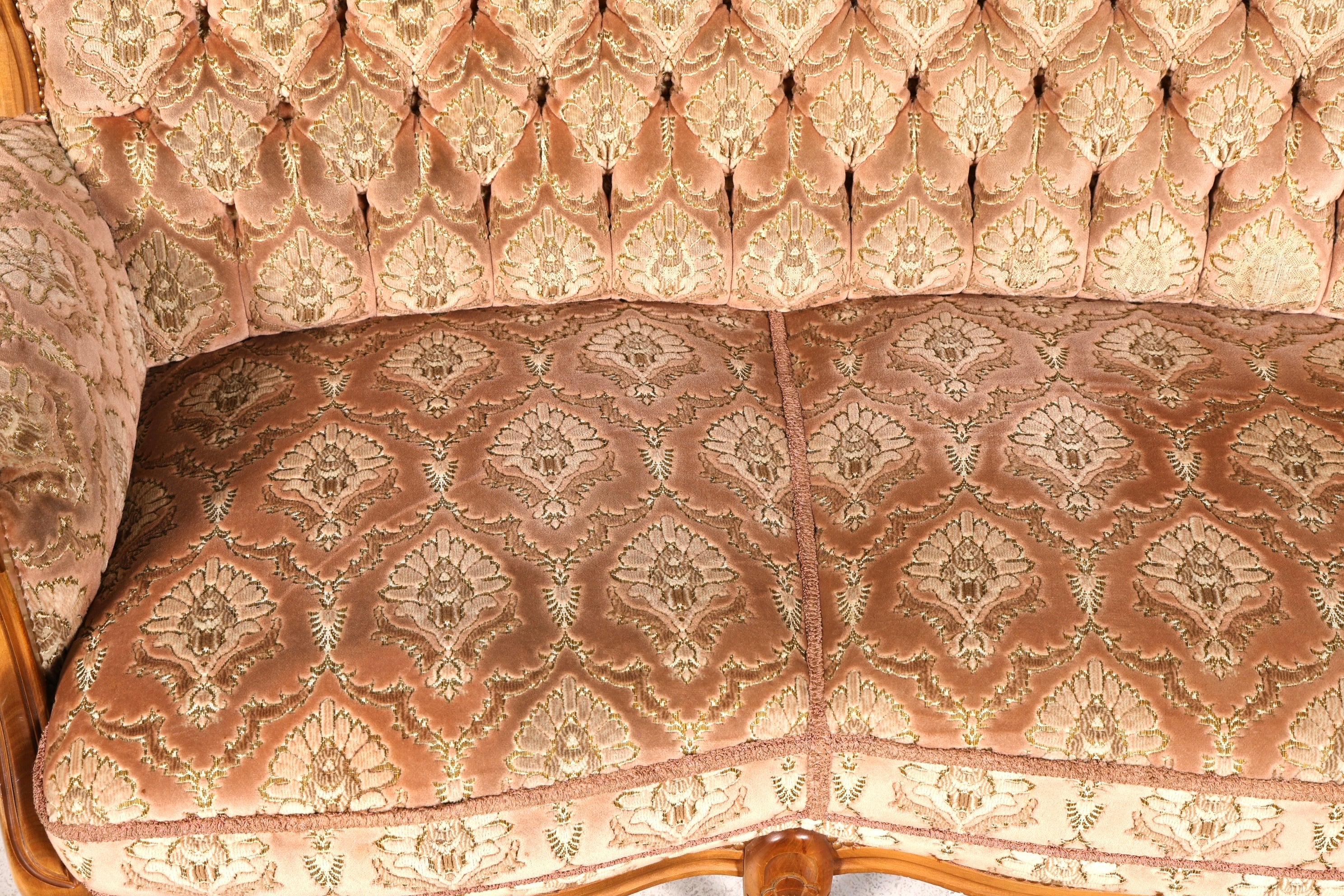 Wunderschönes Chippendale Sofa Barock Stil Couch Samt Stoff 3 Sitzer Antik Vintage