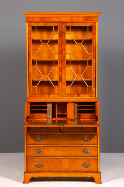 Stilvoller Englischer Sekretär Original Heldense Büro Aufsatzsekretär Eibe Antik 60S Vitrinen Schrank UK