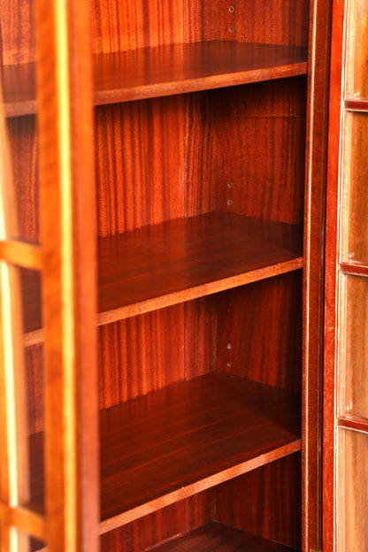 Seltene Original Jugendstil Vitrine Nussbaum massiv Holz Art Deco Antik Schrank Bücherschrank Glasvitrine Vintage