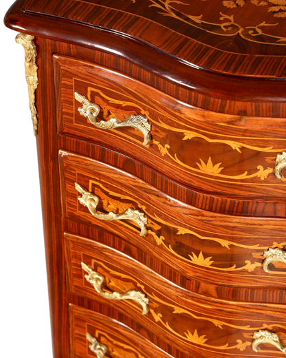Stilvolles Barock Stil Louis XV Highboard Intarsien Vertiko Kommode Schubladenkommode