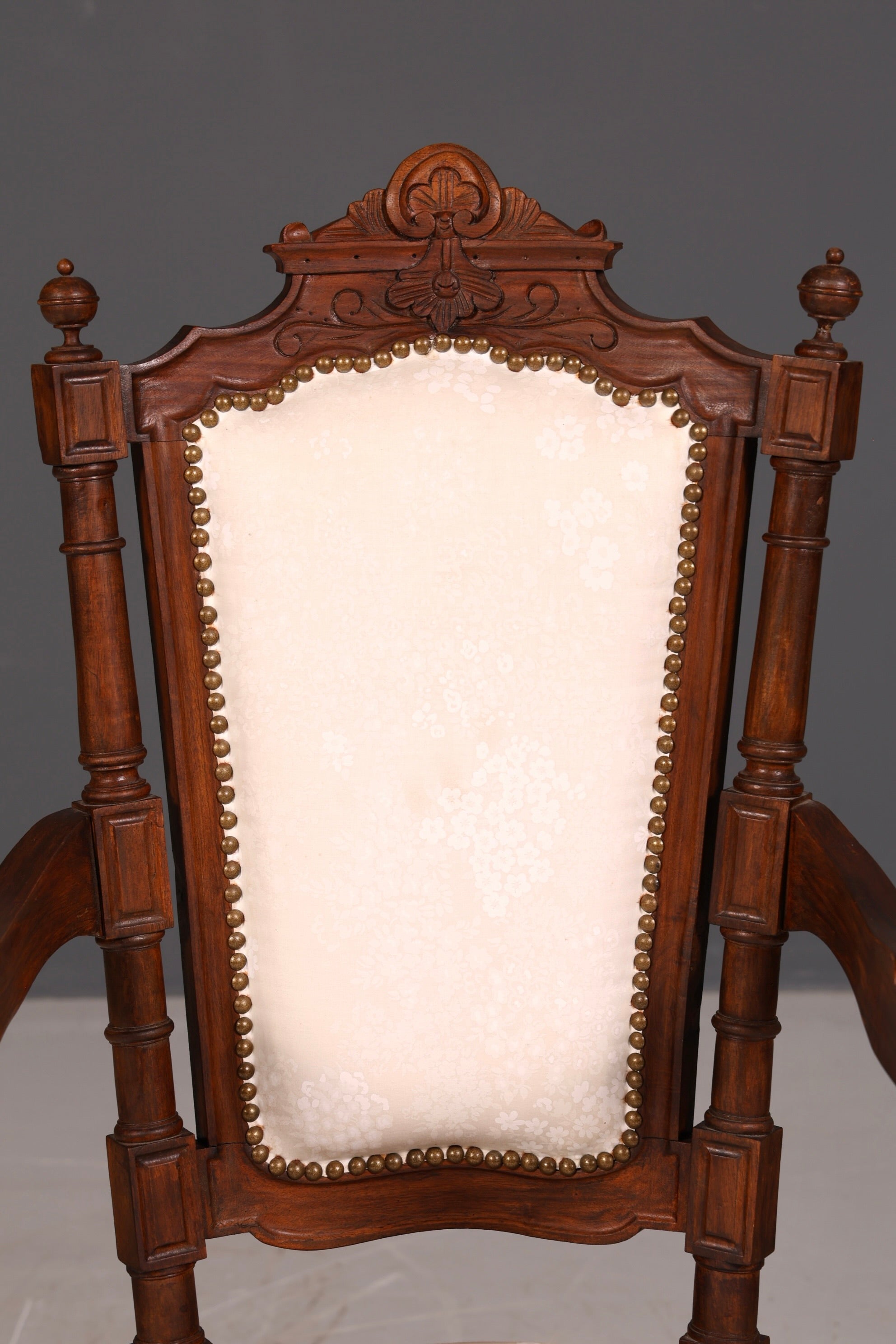Elegant Neo-Renaissance armchair, antique chair, Gründerzeit secretary chair, desk chair, upholstered chair, 1 of 2