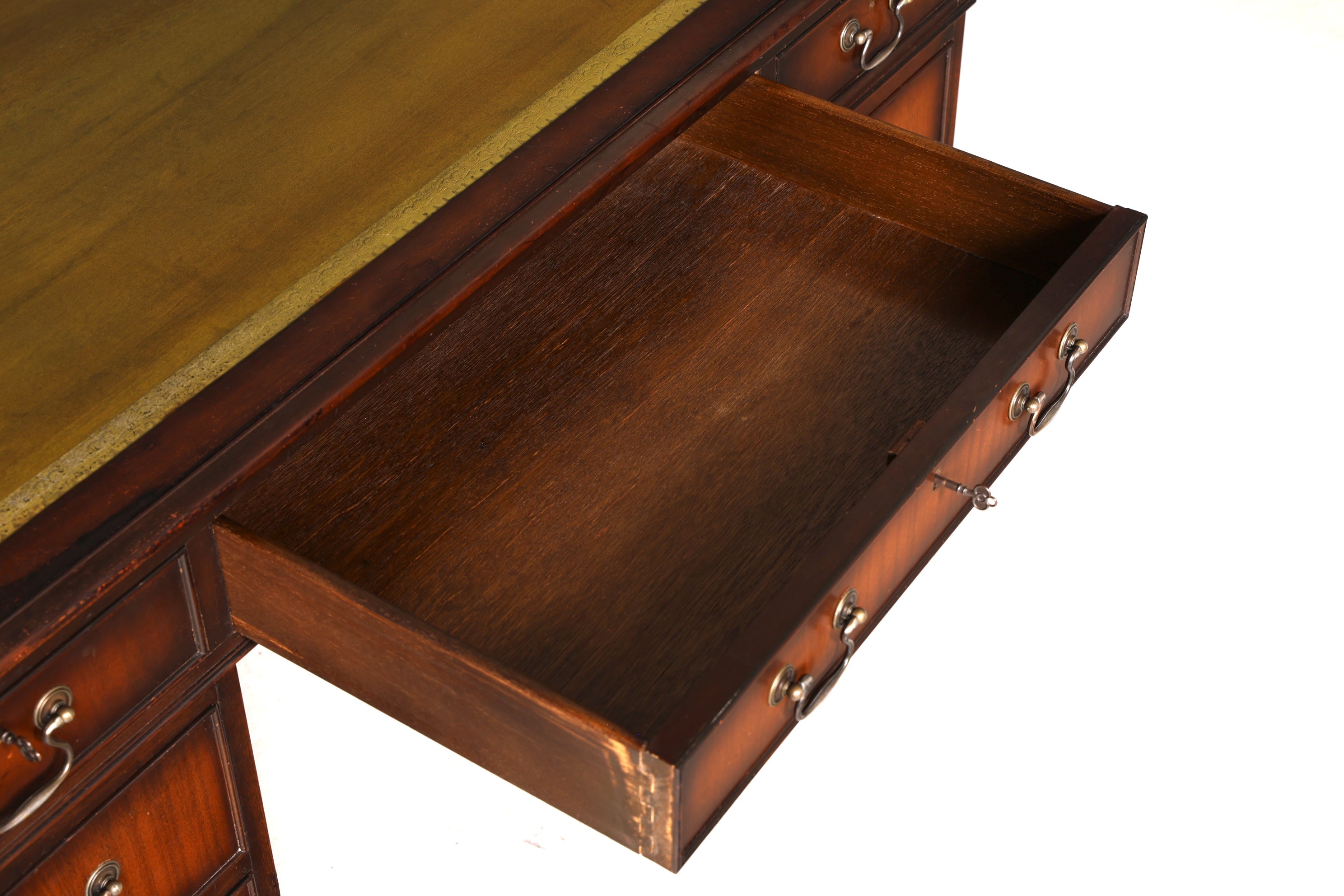 G361 Finish Wunderschöner Englischer Schreibtisch echt Lederauflage Bürotisch Antik Stil Office Desk (Kopie)