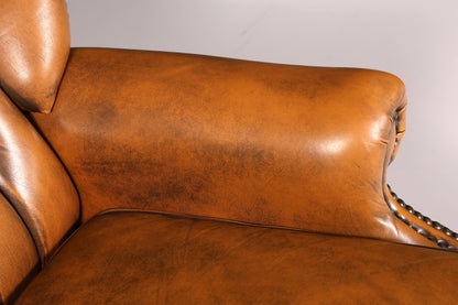 Original Chesterfield wingback armchair, genuine leather, English gentleman’s chair, leather armchair, soft leather, reclining function, antique vintage