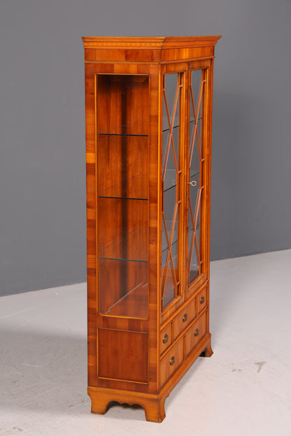 Wunderschöne Original Heldense Vitrine Englische Eibe Bücherschrank Antik Stil Glasvitrine Buffet Bibliothek