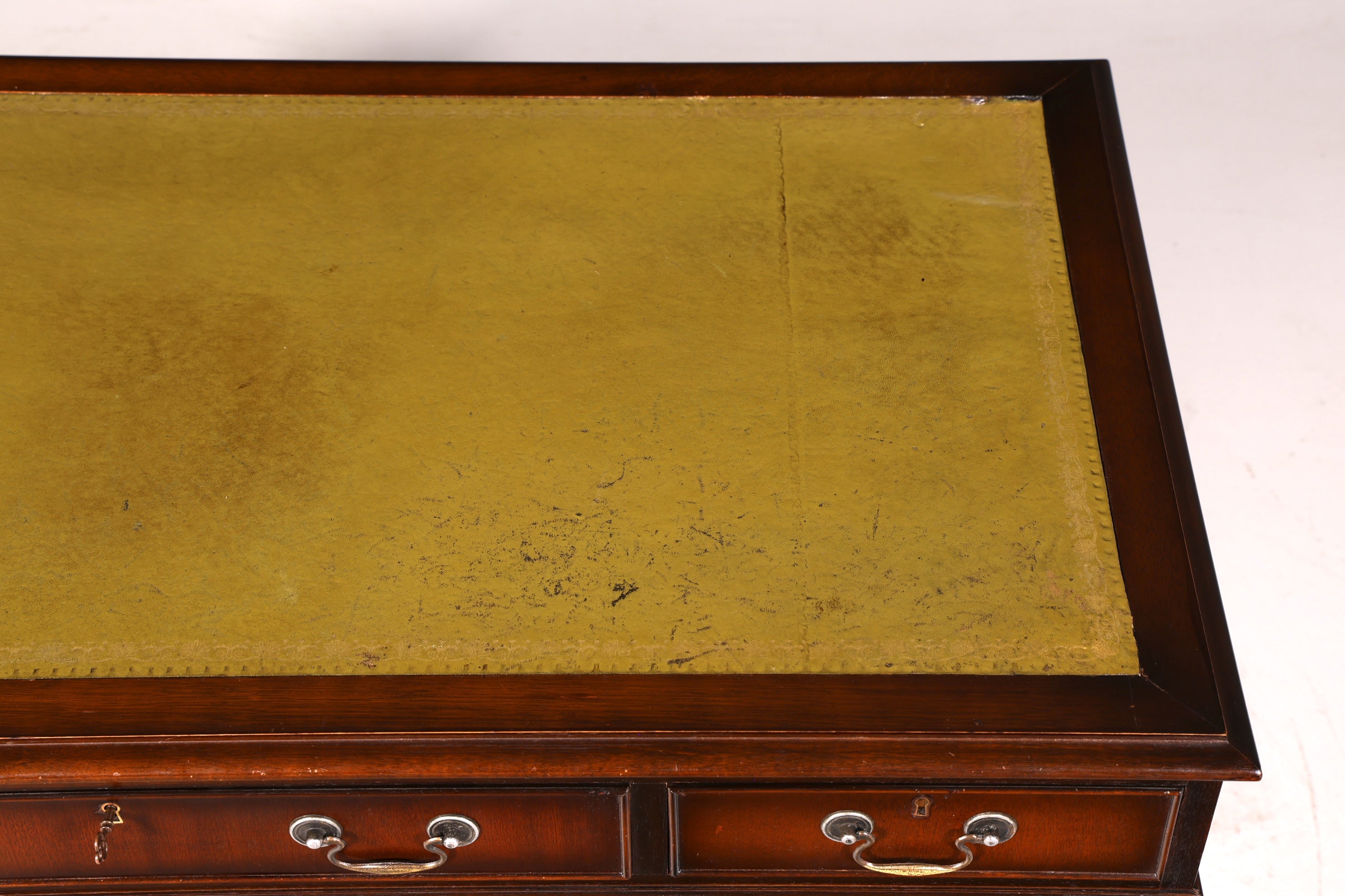 Wunderschöner Englischer Schreibtisch Mahagoni echt Lederauflage Bürotisch Antik Office Desk Vintage