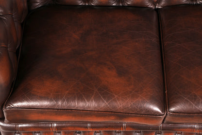 Beautiful Original Centurion Chesterfield 2-Seater Sofa, England, Genuine Leather Upholstered Sofa