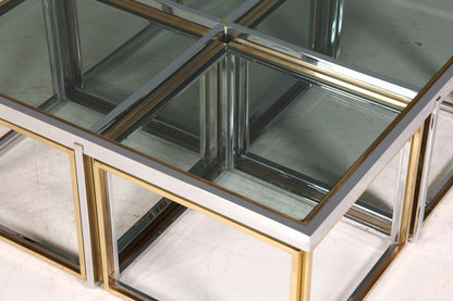 Wunderschöner Original Maison Charles Tisch Chrome Mid Century Coffee Table 70s Couchtisch 5-teilig Wohnzimmer Tisch