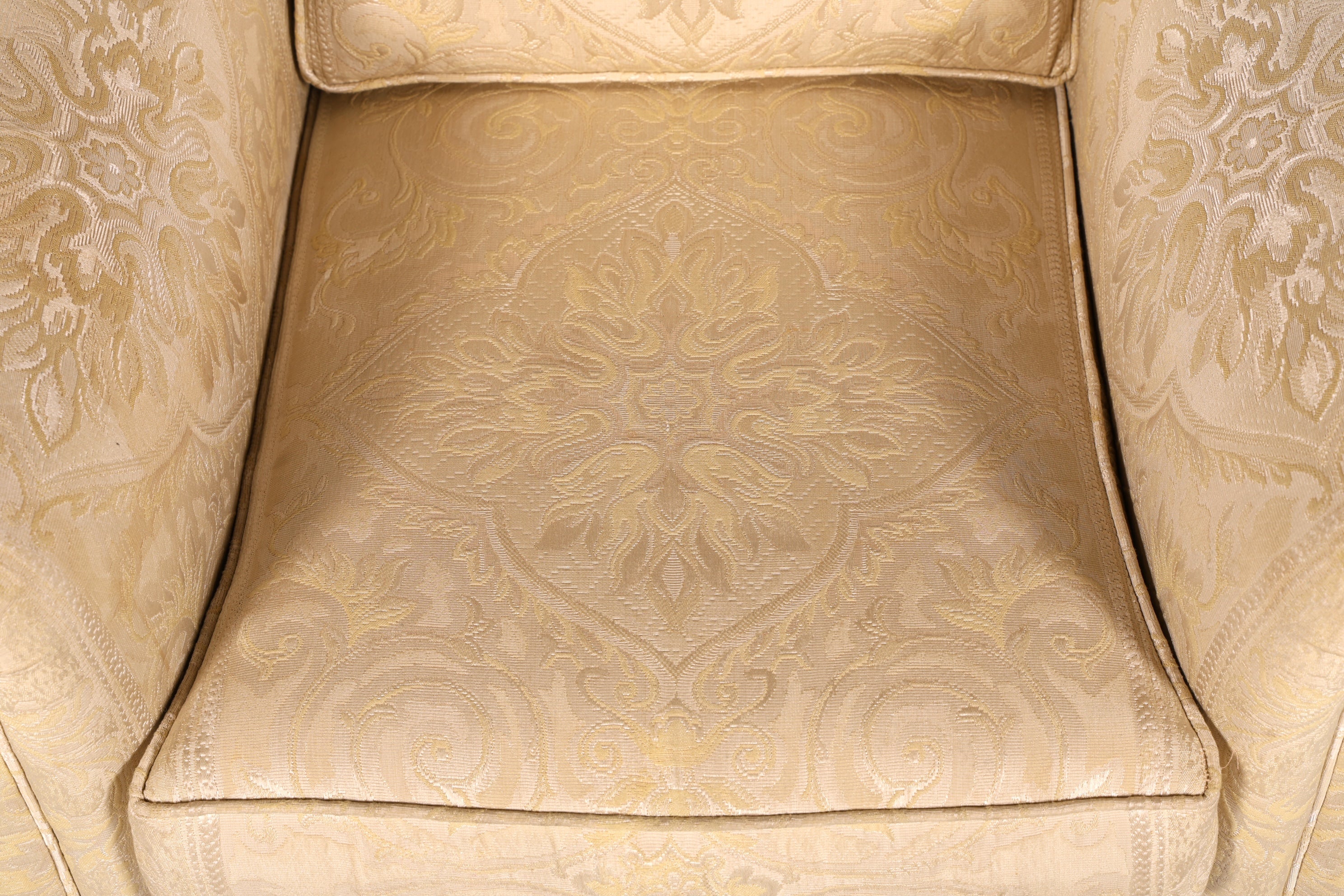 Wunderschöner Englischer Sessel Creme Gold Stoff Clubsessel Armlehnsessel Landhaus Loungesessel Vintage