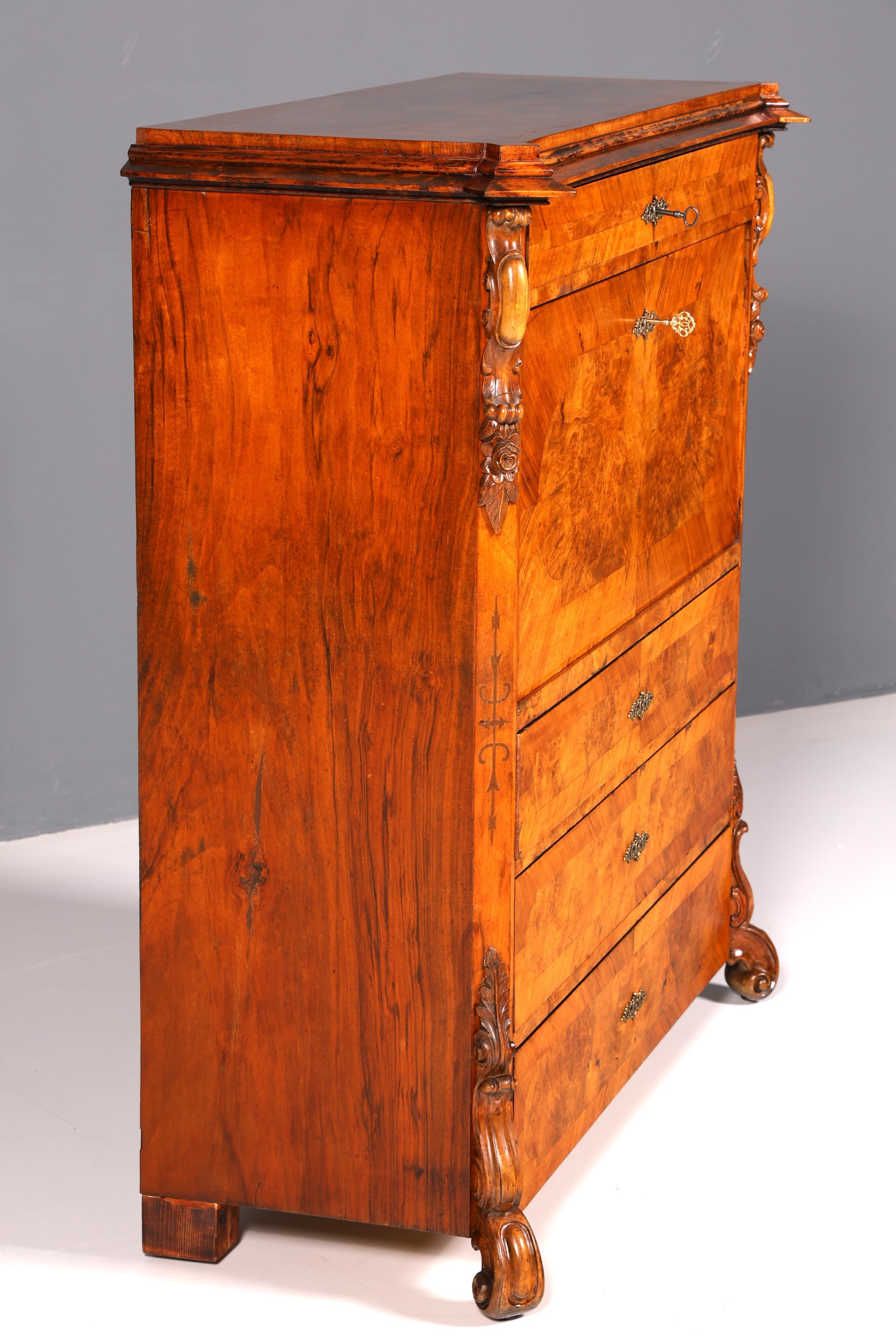 Wunderschöner Louis Philippe Sekretär Vertiko Highboard Schreibsekretär Massivholz