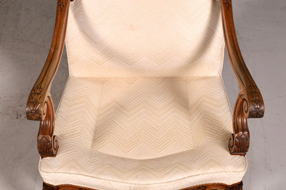 Elegant Louis Philippe Armchair, Gründerzeit Antique Armchair, Secretary Chair, Upholstered Armchair 2 of 2