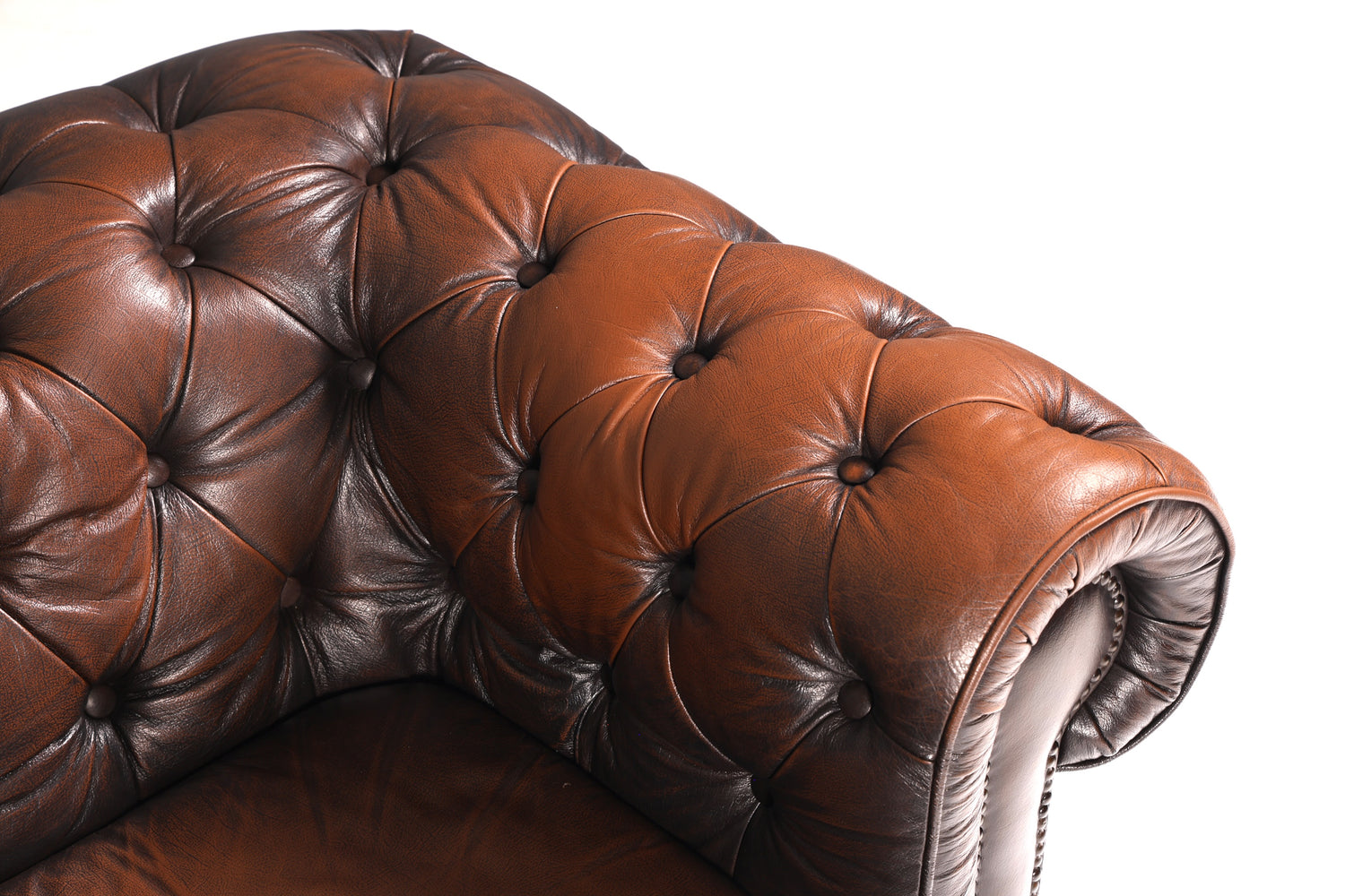 Edles Original Chesterfield Sofa Ecksofa mit Hocker Echt Leder Englisch Eckcouch Leder Couch Antik Vintage