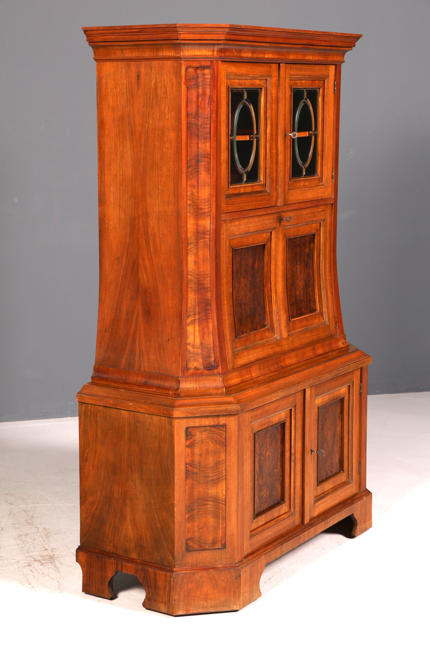 Wunderschöner Jugendstil Sekretär Vitrine Aufsatzschrank Nussbaum um 1900 Antik Schreibschrank Vertiko Vintage