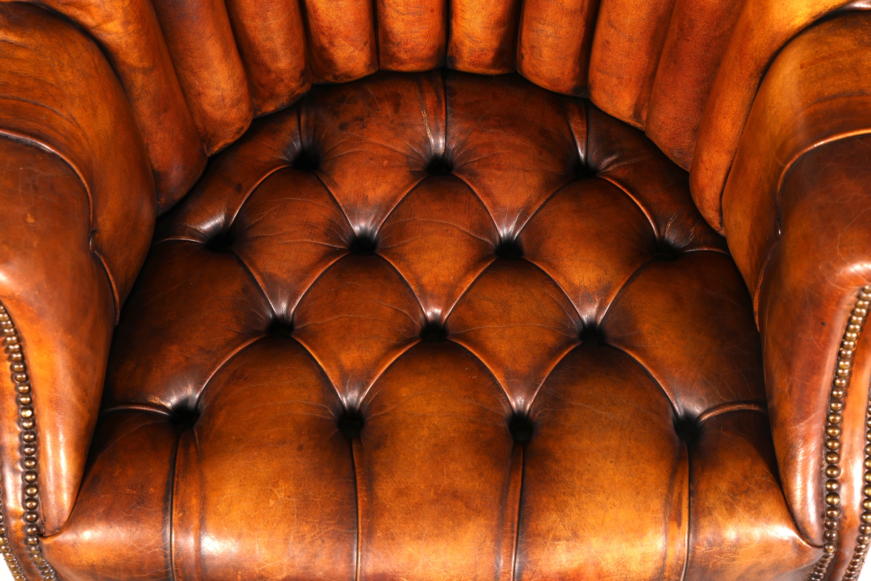 Seltener Original Chesterfield Ohrenbacken Sessel Englisch Leder Herrensessel UK Armlehnsessel