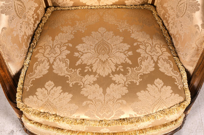 Edler Chippendale Armlehnsessel Barock Stil Samt Stoff Sessel Armchair Rococo Antik Polstersessel